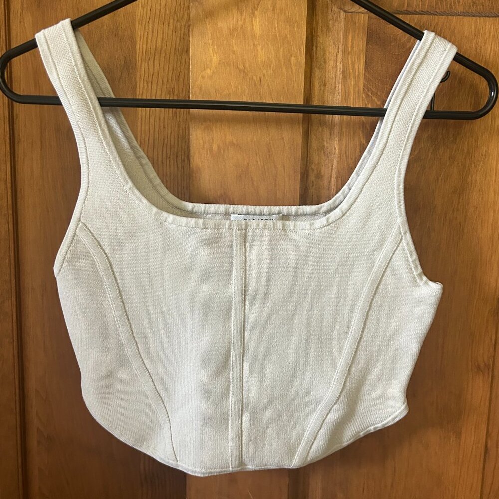 Aritzia Cream Corset Cropped Tank Top